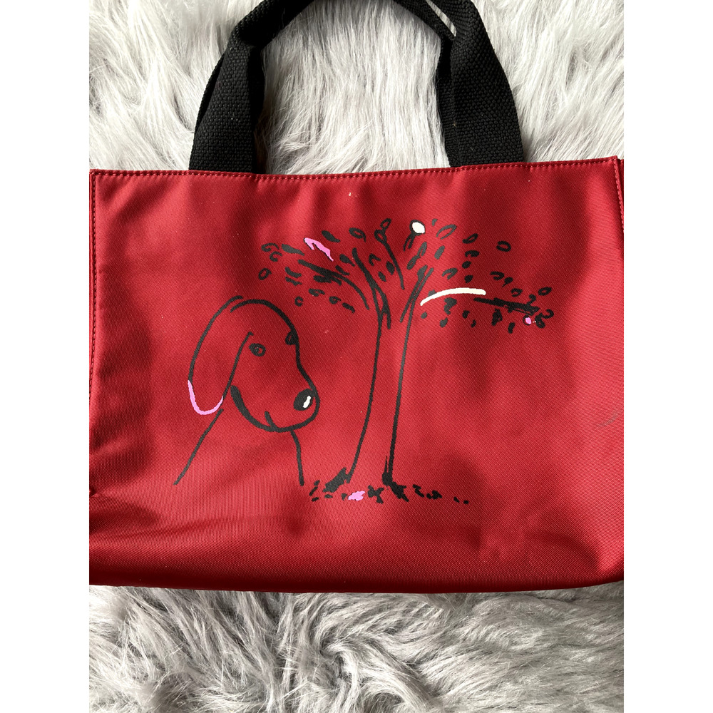 Kate Spade Maira Kalman Tote Handbag Red Darling Dog Canvas Zip Purse Medium - Picture 2 of 14